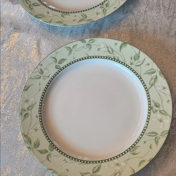 Royal Worcester Green and White Leaf Dinner Plates - Picture 3 of 4